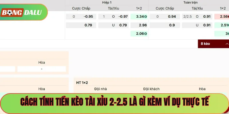Cách tính tiền kèo tài xỉu 2-2.5 là gì kèm ví dụ thực tế