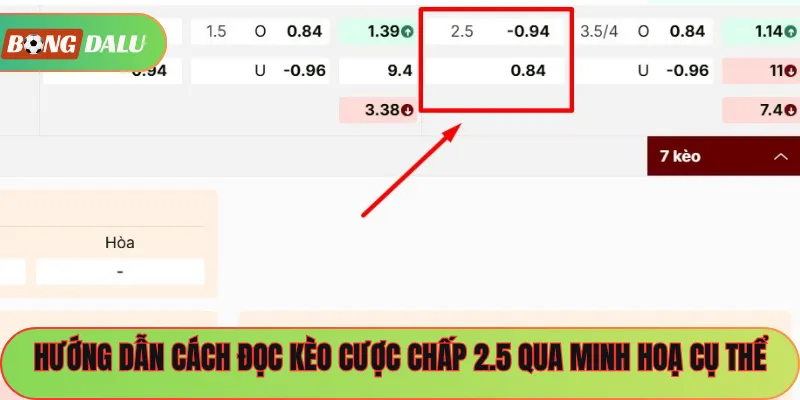 Hướng dẫn cách đọc kèo cược chấp 2.5 qua minh hoạ cụ thể