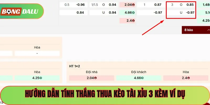 Hướng dẫn tính thắng thua kèo tài xỉu 3 kèm ví dụ